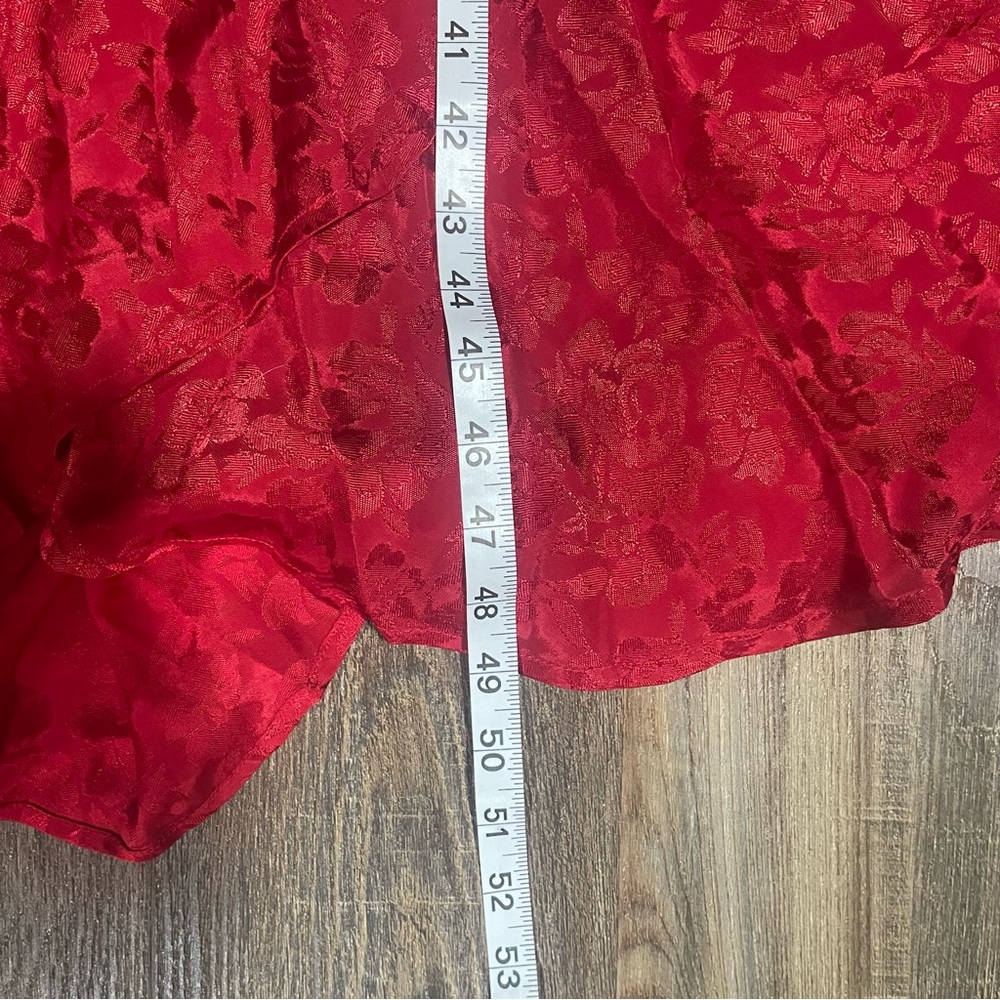 Band of the Free Red Floral Jacquard Maxi Dress Sleeveless High-Low Tie Back S - Picture 5 of 10